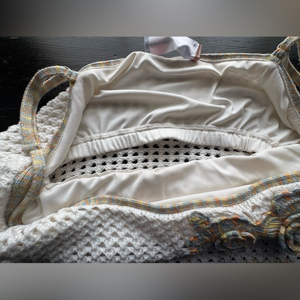 Abercrombie & Fitch White Crochet Top with Floral Accents “The Trevor Project” L - Picture 8 of 11